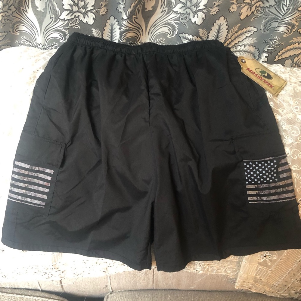 Men's Mossy Oak Shorts Black/Camouflage XL